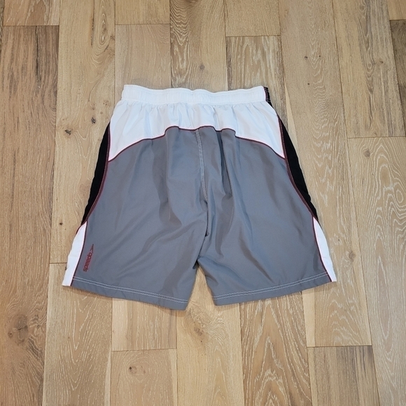 Speedo Men's black/red/white swim trunks with lining size Large - Picture 3 of 8